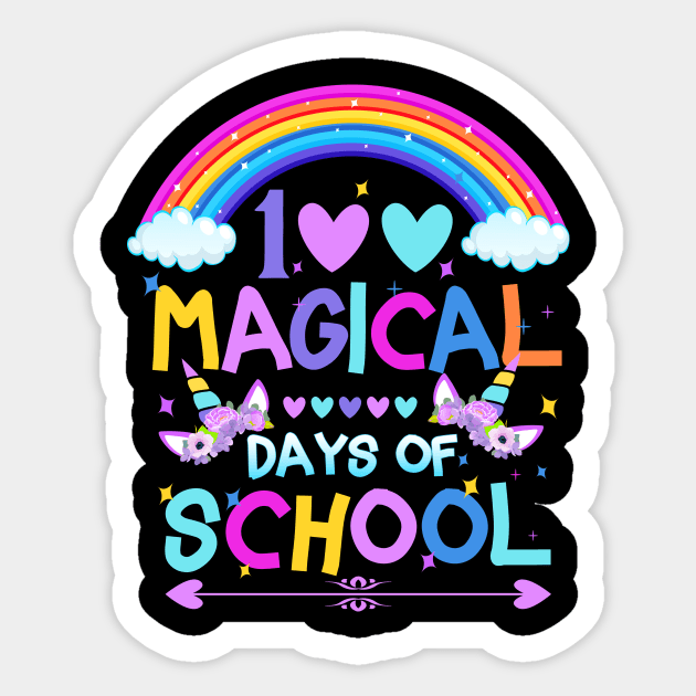 100th Day Of School Magical Rainbow Unicorns Student Teacher Sticker by SilverLake